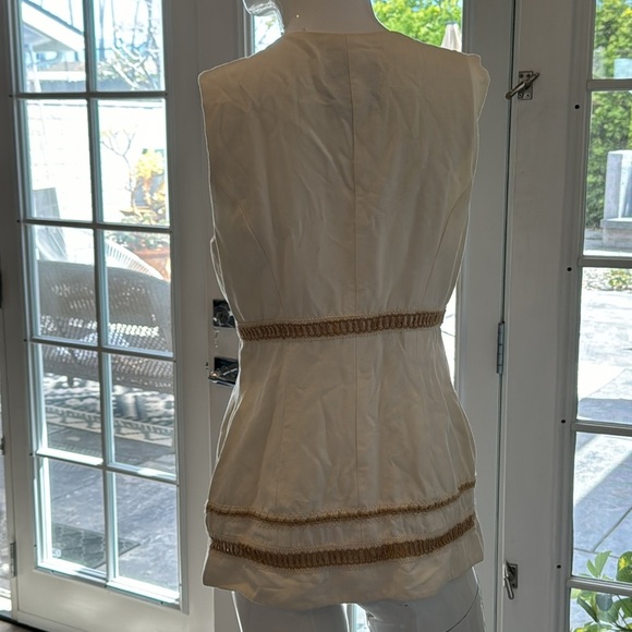 Vintage Nina K David Cline Ivory & Tan Crochet Inset Vest or Top Size 10 - Picture 5 of 10